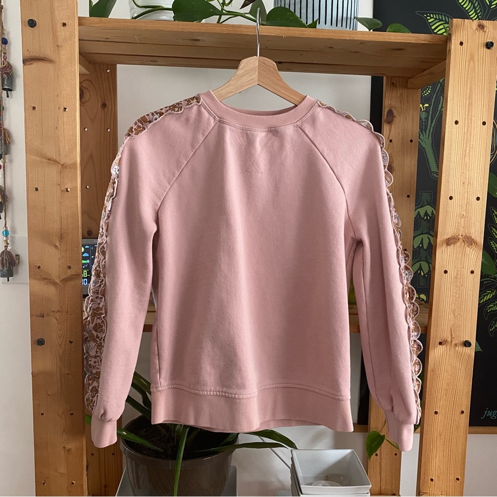 Boden Light Pink Scallop Detail Sweatshirt 2 - Picture 6 of 16